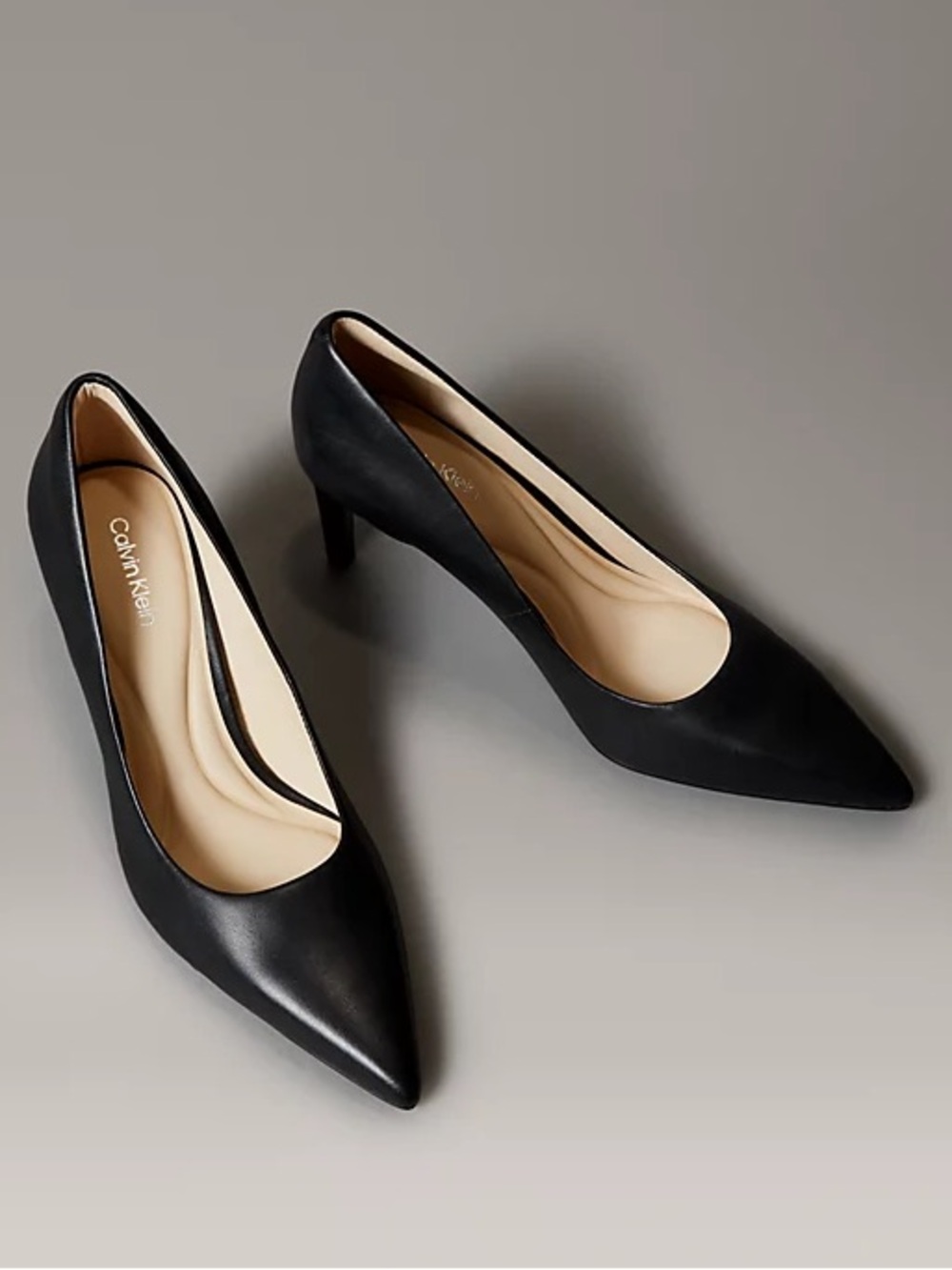 Vintage Calvin Klein Black Leather Pointed-Toe Stiletto Heels